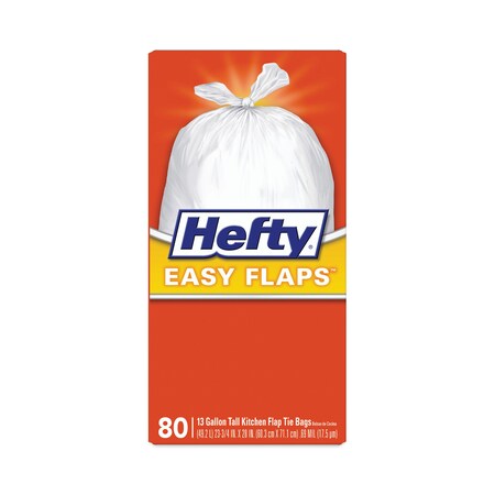 Hefty 13 gal Trash Bags, 58 in x 28 in, Standard-Duty, 0.8 mm, White E84563